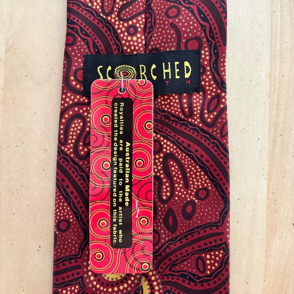 Scorched Earth Australian Designed Necktie.  Unique/Original By Artist Pam Hall - Picture 7 of 8